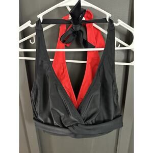 Athleta Lot Of 2 Black And Red Bikini Halters Tops - 34 D/DD